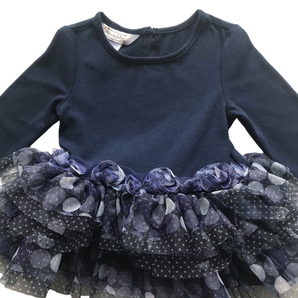 Pippa & Julie Tulle Ruffled Top Baby Girl 12 months Dots Shine Shirt Tutu Tee